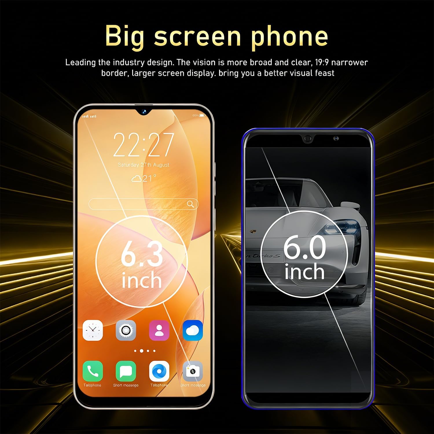 TryFirst 4G Smartphone, 6.3" HD Display, 3GB RAM + 32GB ROM (Expandable to 256GB), Android 12, 4300mAh Battery, 13MP+16MP Cameras, Dual SIM Face ID/GPS/WiFi/OTG (Note40Pro-Black)