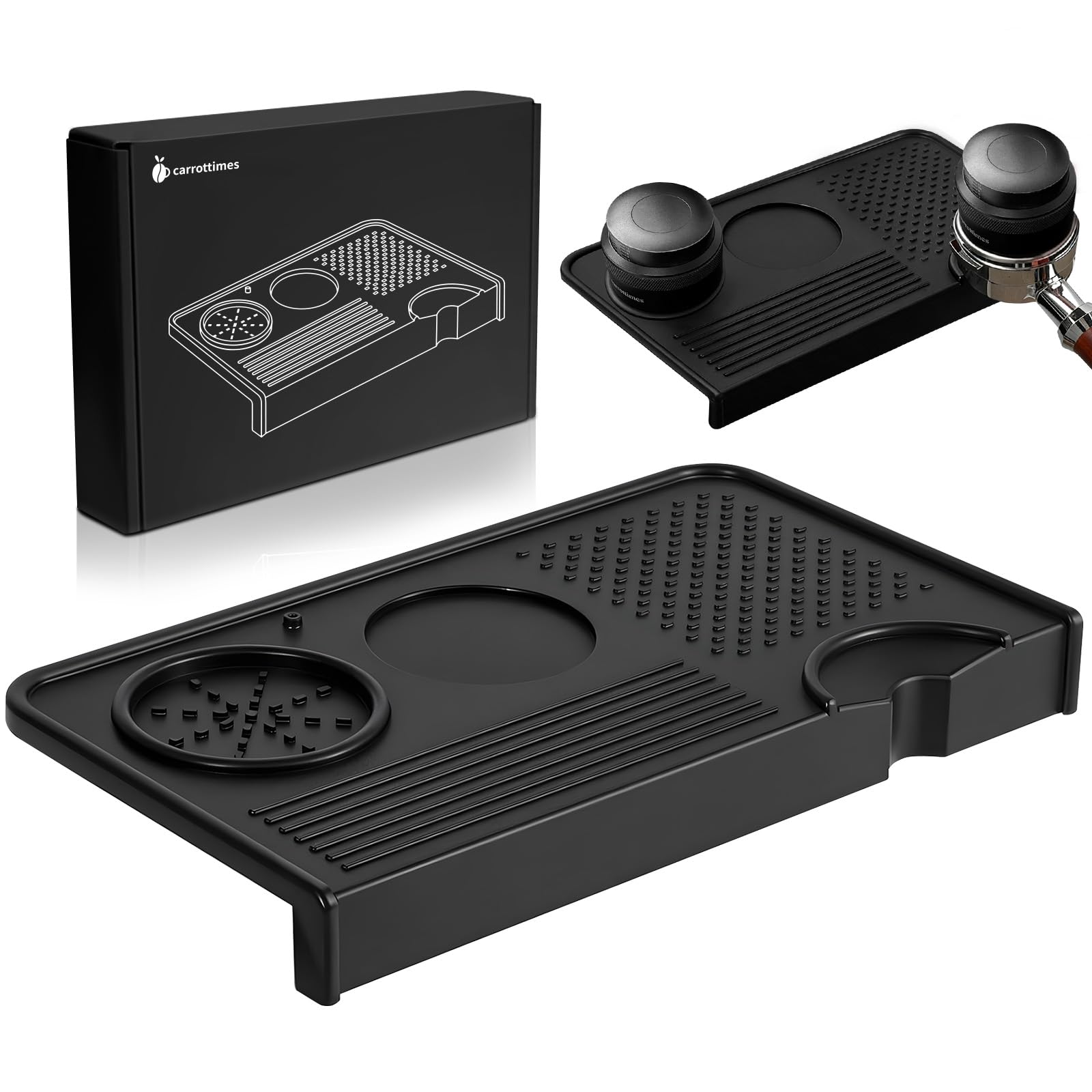 Tampermatte aus lebensmittelechtem Silikon 26.5cm×14.3cm | 7 mm dicke rutschfeste Barista Matte für Espresso Tamper, Kaffeematte & Tamping Matte – Perfektes Espresso Zubehör