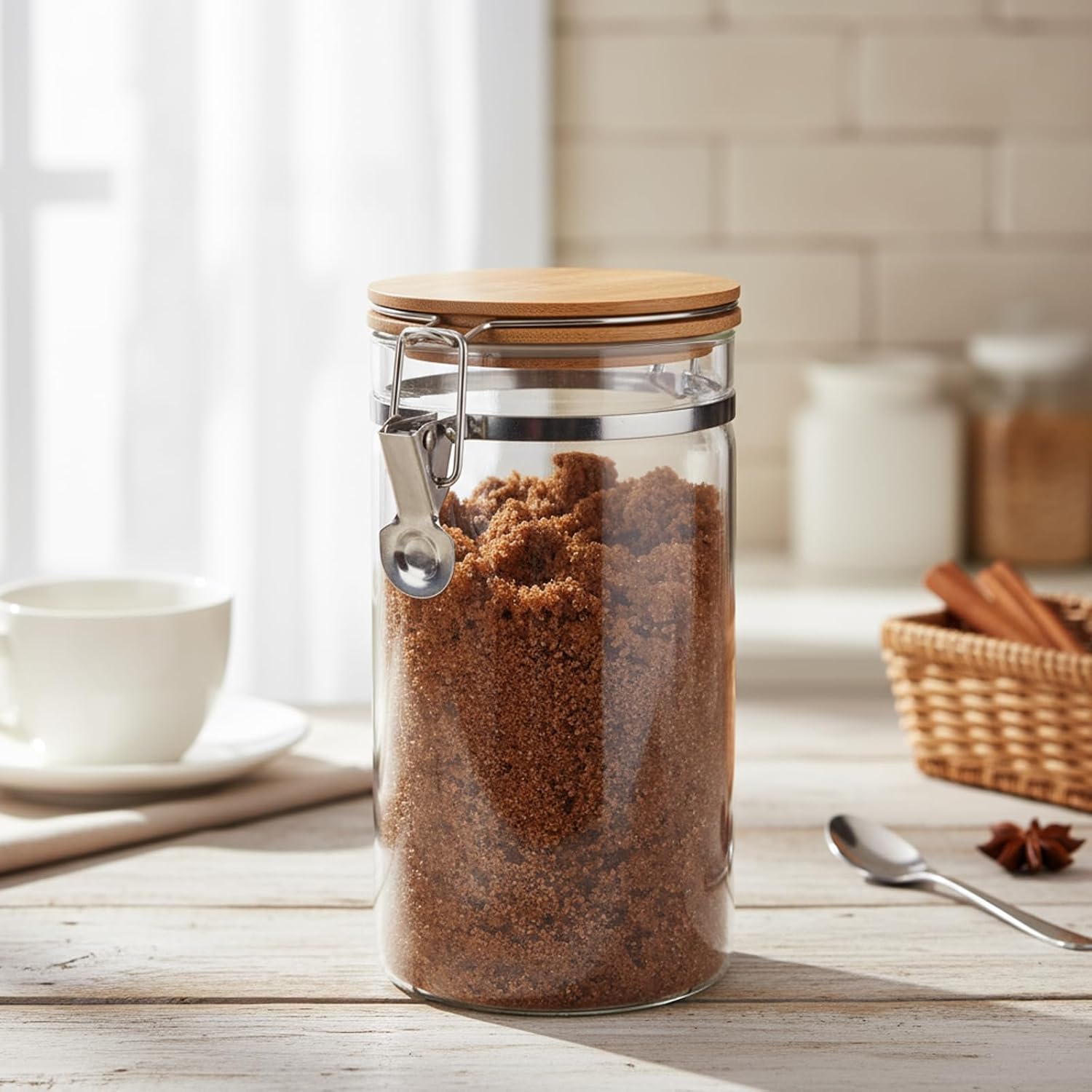 Brown Sugar Keeper with Clay Saver, 1.3 Qt Airtight Glass Jar image 5