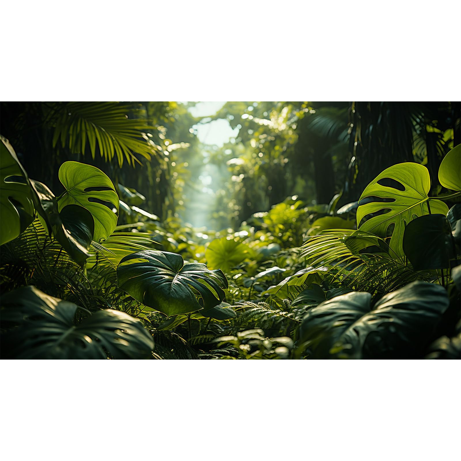 Aquarium Background Tropical Forest Terrarium Backdrop Nature Jungle Green Leaf Palms Background Green Leaf Palms Fish Tank Background Reptile Habitat Backdrop Tank Wallpaper Poster Vinyl 72x16in