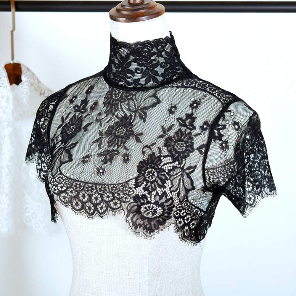 Women's Lace Turtleneck Detachable Fake Collar Half Shirt Blouse Lace Flower Pullover Simple Shirt - Image 2