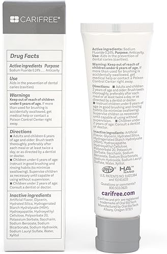 Miniatura 9 de CariFree Gel 1100, pasta dental con flúor anticaries con nanohidroxiapatita, prevención de caries y protección de esmalte, recomendado por dentistas