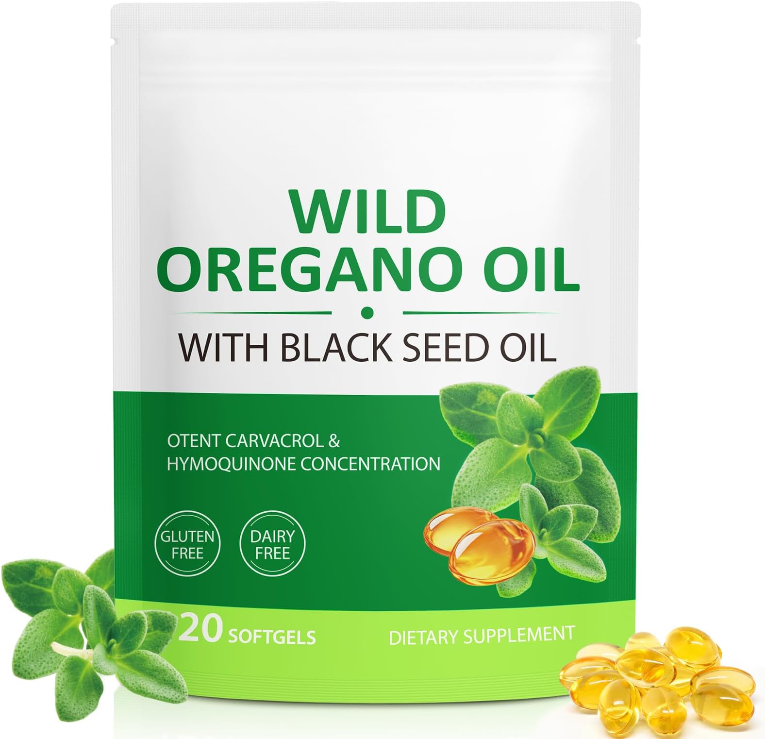 Oil of Oregano Softgels 6000mg, 120 Count | 2 in 1 Formulated with Black Seed Oil 200mg, Oregano Oil Capsules, High Carvacrol & Thymoquinone for Immune Support | Non-GMO, Gluten-Free