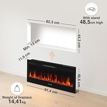 KAMINIO® Marlon PRO 36 Electric fire with heater and flame effect