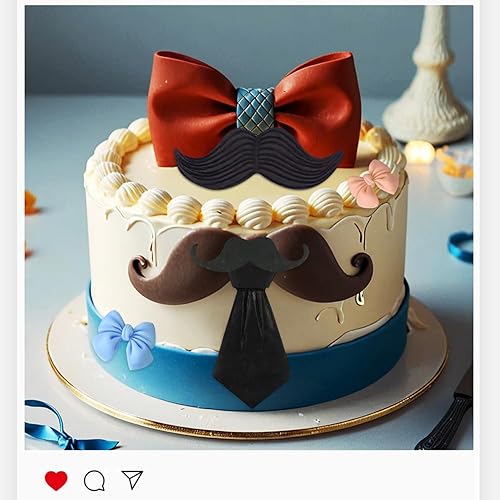 Miniatura 5 de Moldes para bigote para el Día del Padre, 5 paquetes de silicona para decoración de tartas, moquin, corbata, para caballeros, baby shower, cupcakes,