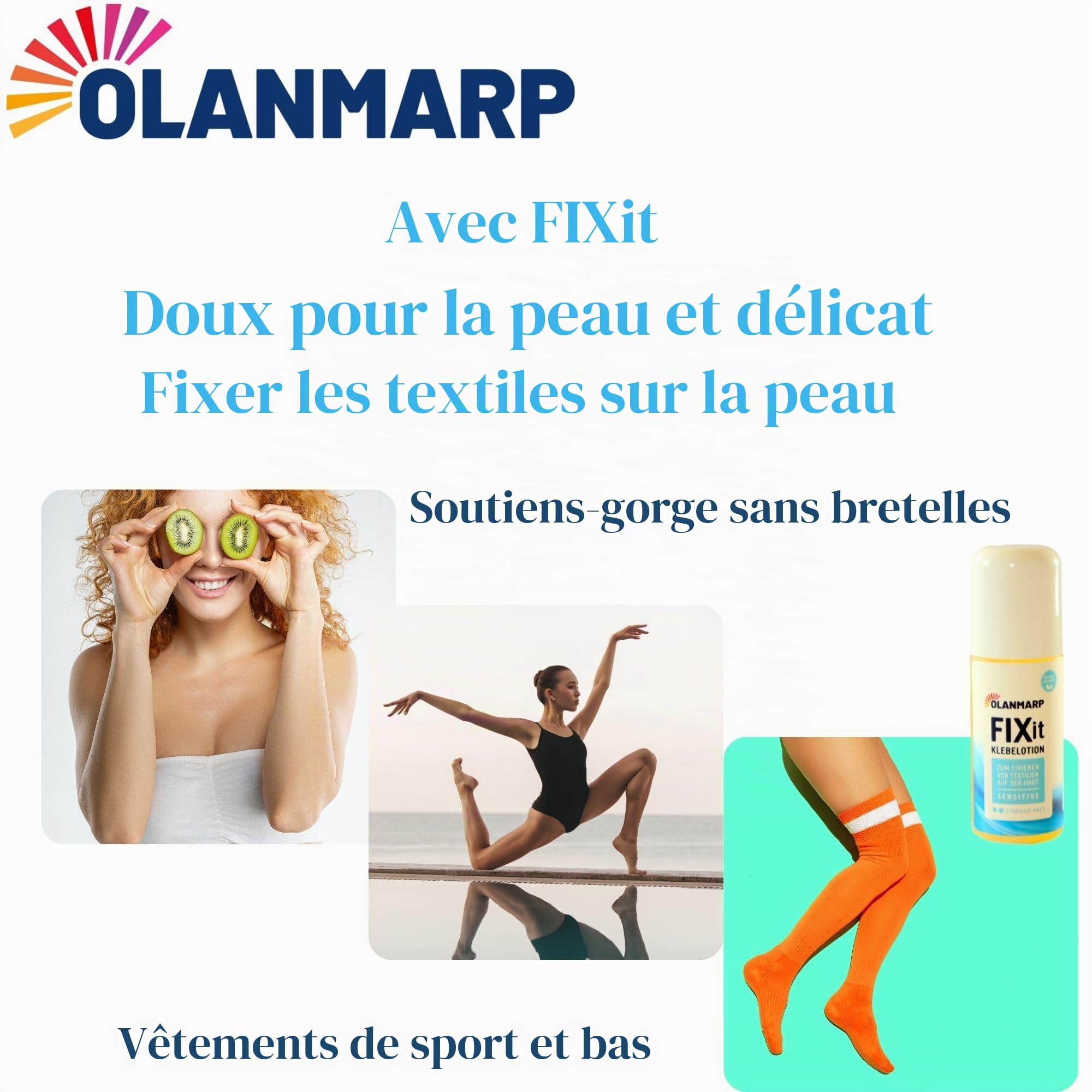 Colle pour la peau FIX IT - Lotion adhésive spéciale soluble dans l'eau pour textiles, bas de compression et plus - Fabriquée en Allemagne (60 ml)