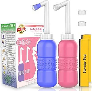 2PCS- Portable Bidet for Toilet 450ml Peri Bottle Postpartum Care, Perineal Bottle | The Original Travel Bidet with Water Sealing Cap Waterproof Storage Bag