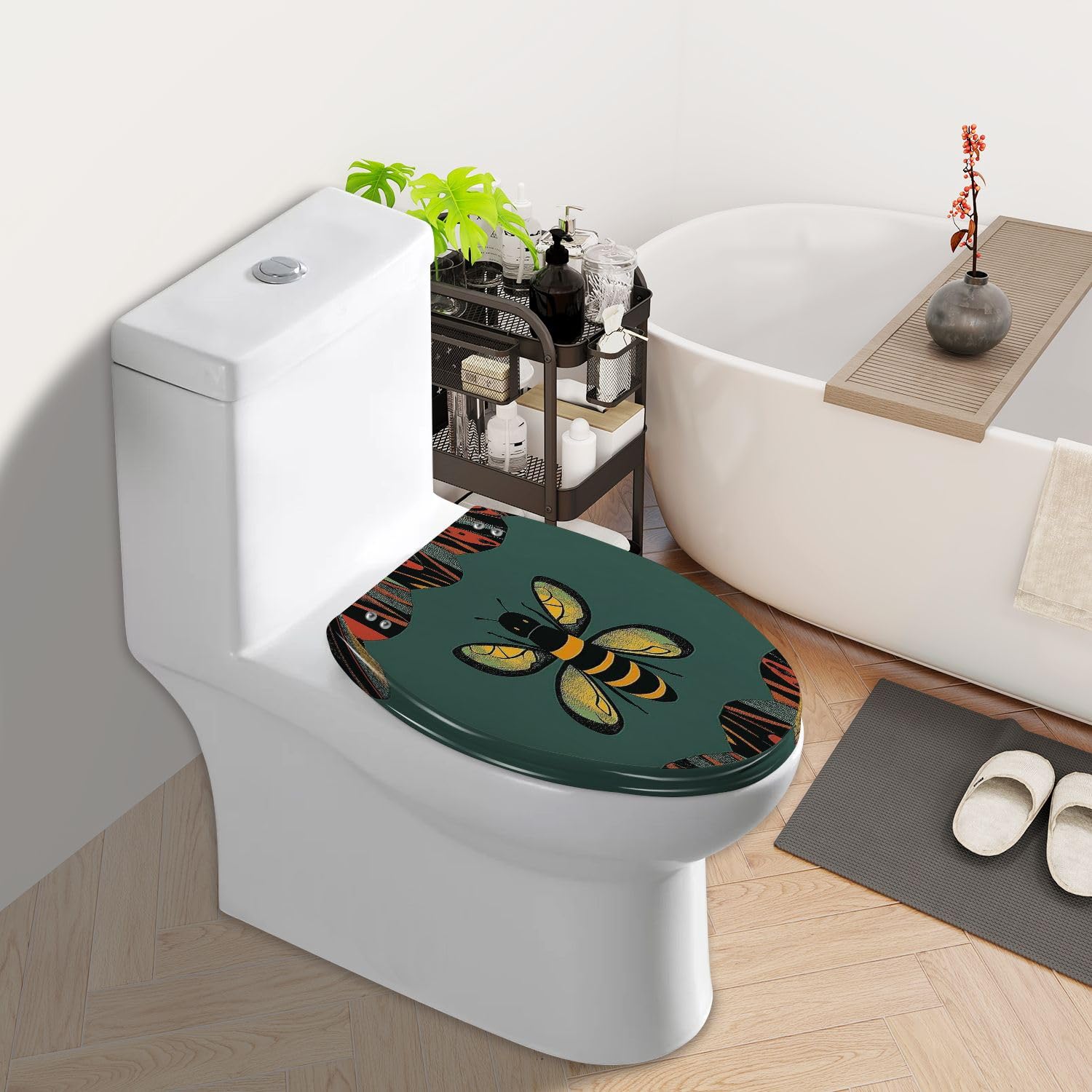 Asiento de inodoro alargado genérico con tapa para baño