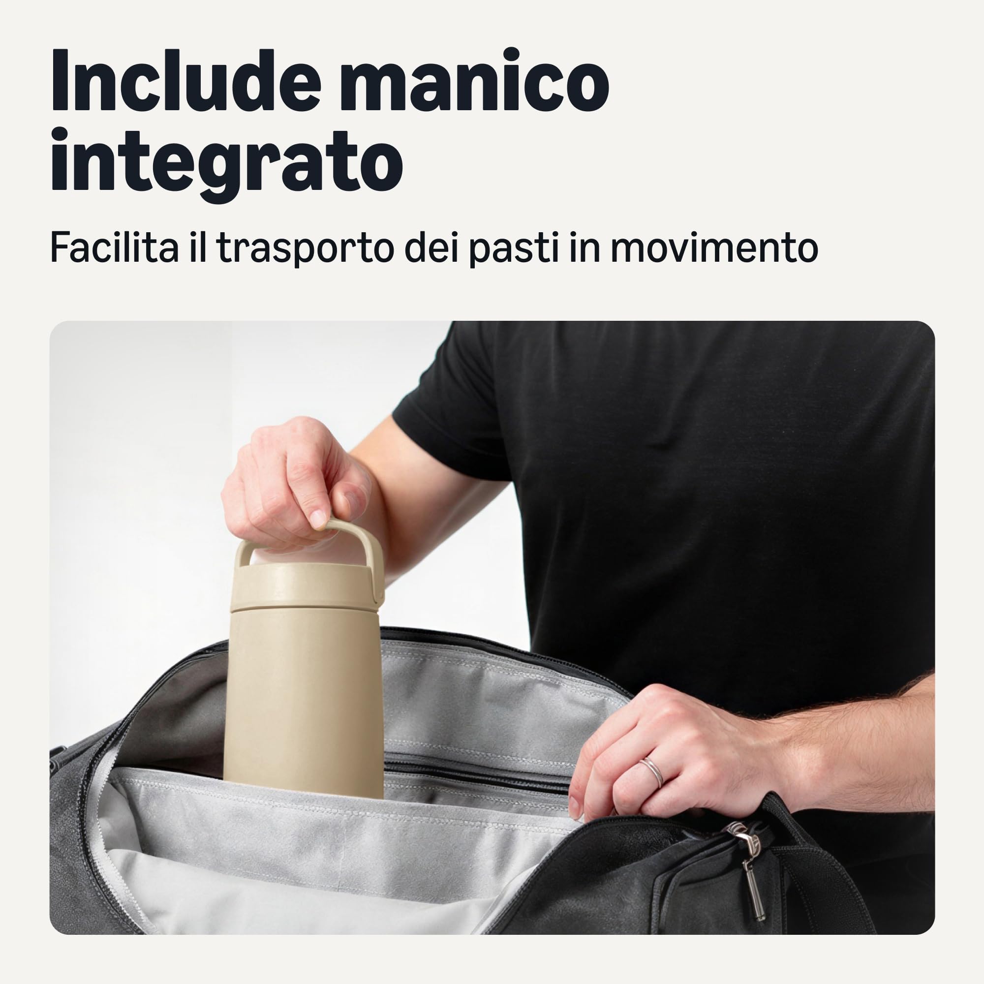 Amazon Basics - Thermos in Acciaio Inox per Mantenere gli Alimenti al Caldo e al Freddo, a Tenuta Stagna, 473 mL, Grigio Lino