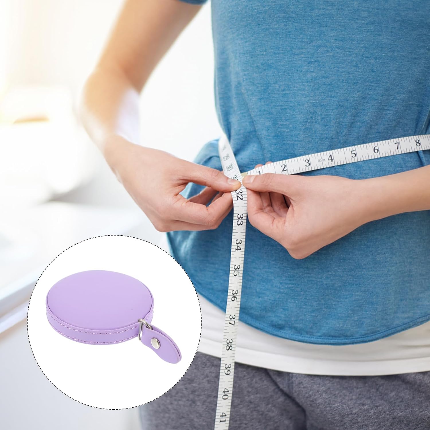 Hemoton Leather Retractable Measuring Tape 60 Inch Compact Mini Tape Measure for Body Tailoring Sewing and Household Use Portable and Lightweight