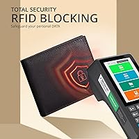 Vista 18 de Carteras RFID delgadas para hombres - Cartera de bolsillo frontal de piel genuina Marrón vintage