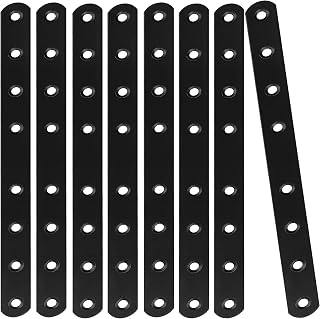 HNBun 12 Pack 10" Heavy Duty Black Mending Plates - Cast Iron Flat Straight Braces for Furniture Repair, 250x20x3mm