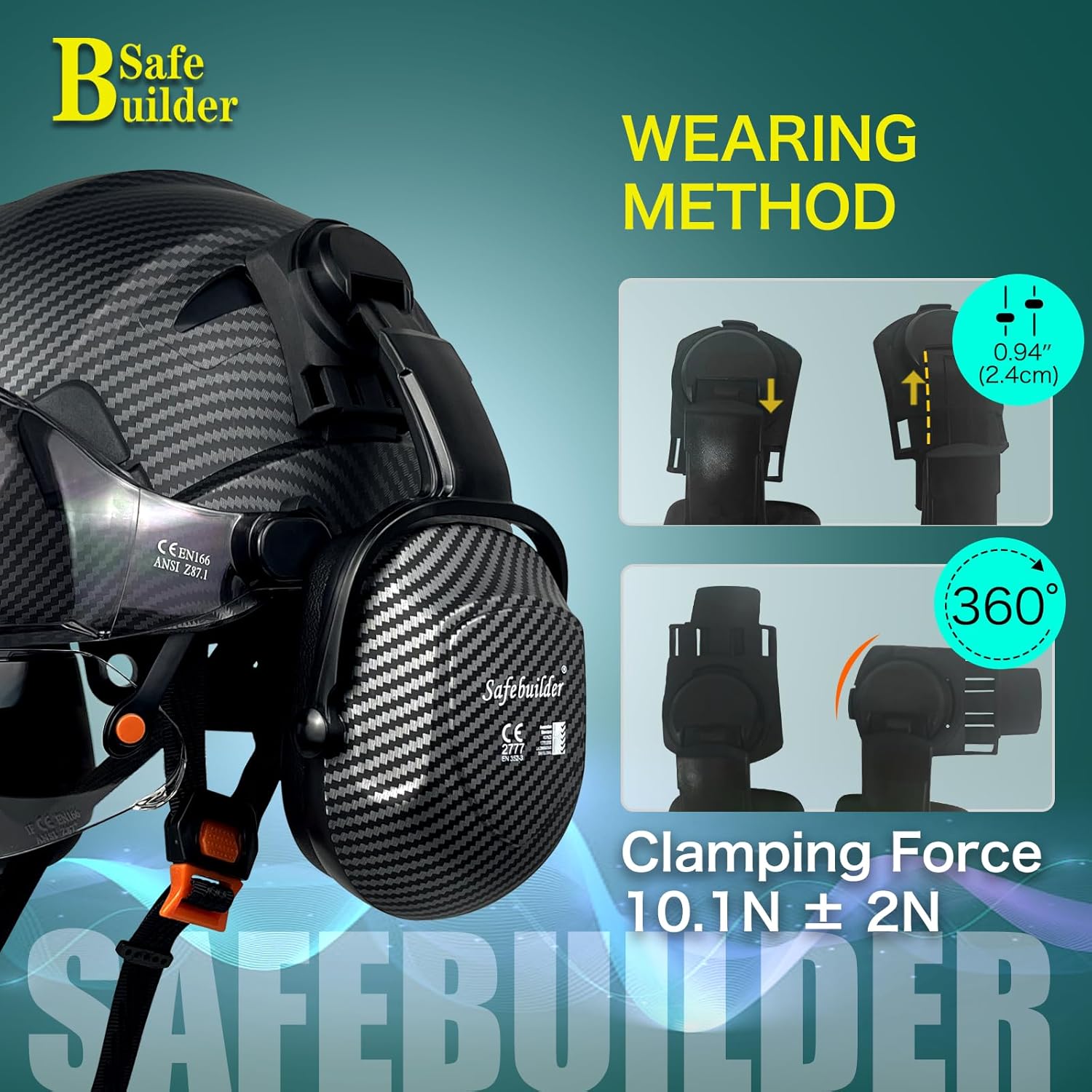 30dB Ear Muffs Hard Hats Type Safety Earmuffs For Safety Helmet Hearing Protection Earmuffs ANSI S3.19 - Image 4