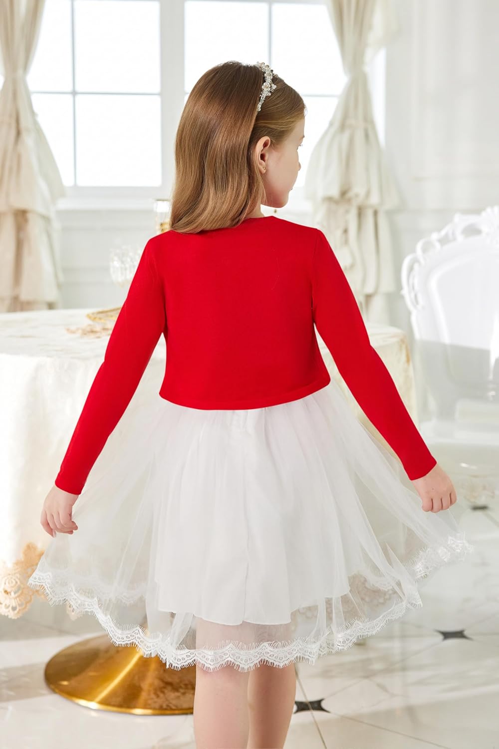 Arshiner Girls Open Front Shrug Cardigan Kids Children Knit Long Sleeve Bolero with Button Closure - Image 6