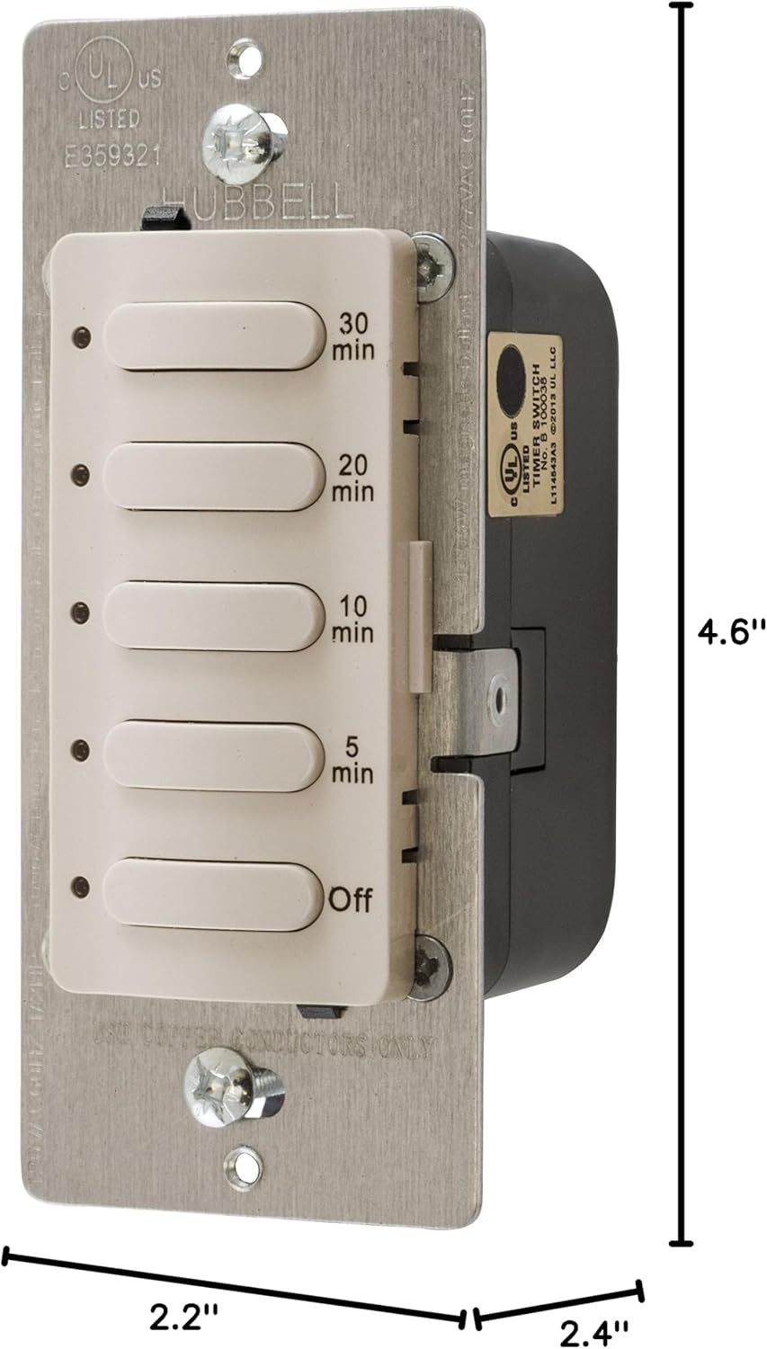 Bryant Electric DT5030LA 30 Minute Countdown Digital Timer with Preset 5-10-20-30 Minute LED Indicator Push Button Switches, Light Almond