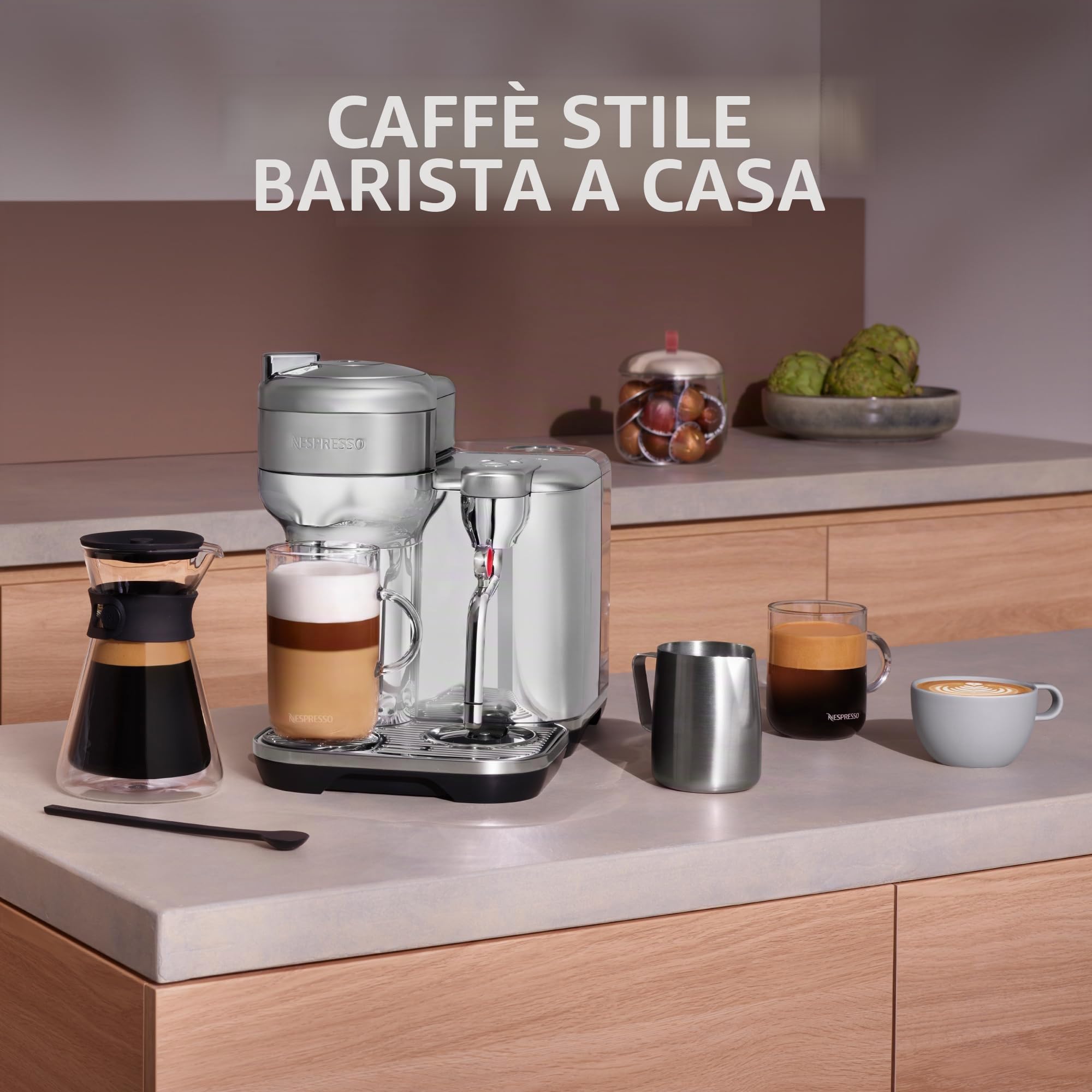 Nespresso Vertuo SVE850BTR4EBL1 Lattissima, Sistema per Ricette Caffè, Macchina da Caffè per Capsule Vertuo, 2,0 litri - per Sage, Black Tartufo