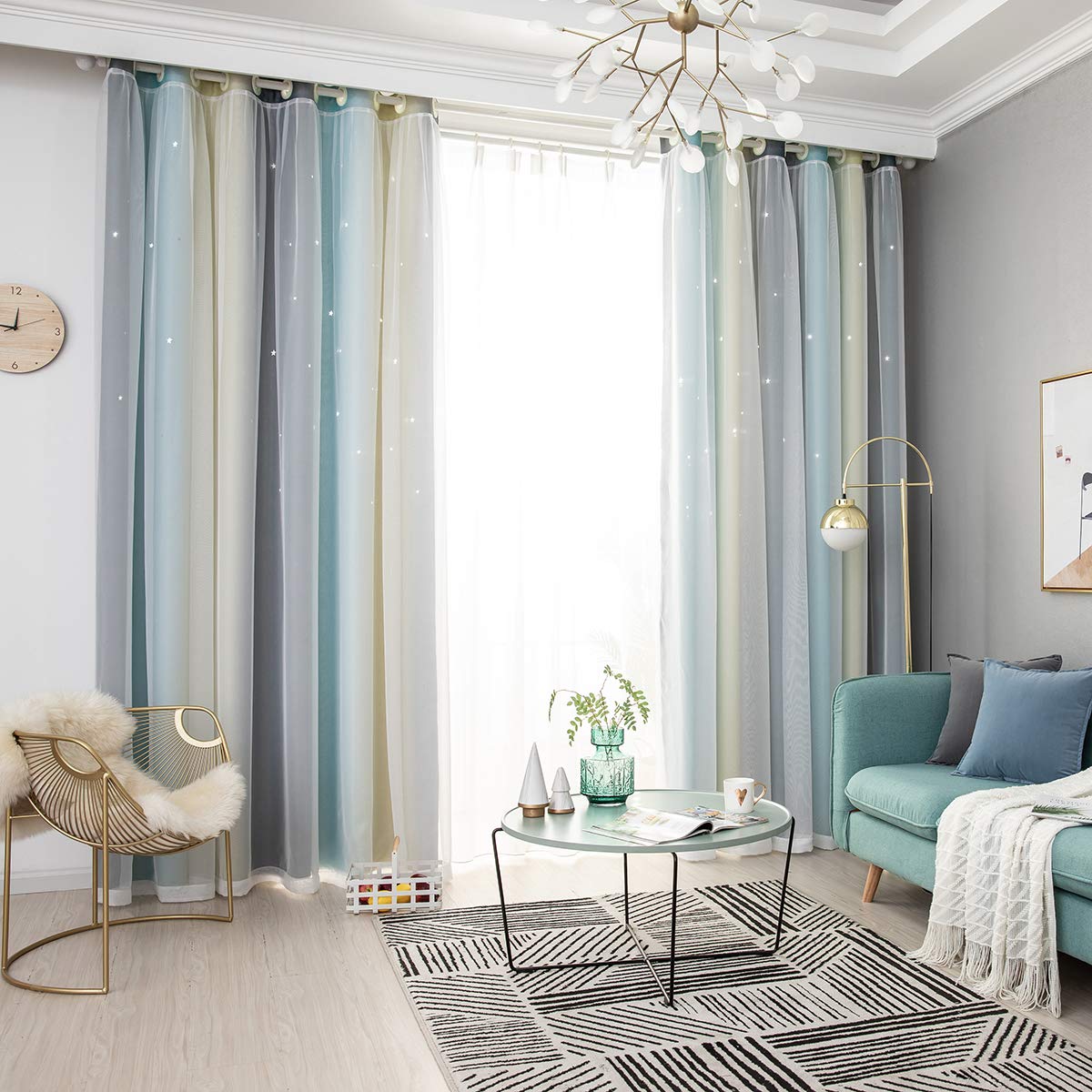 ele ELEOPTION Stars Blackout Curtains, Cut Out Stars Drapery with Eyelet - Image 2