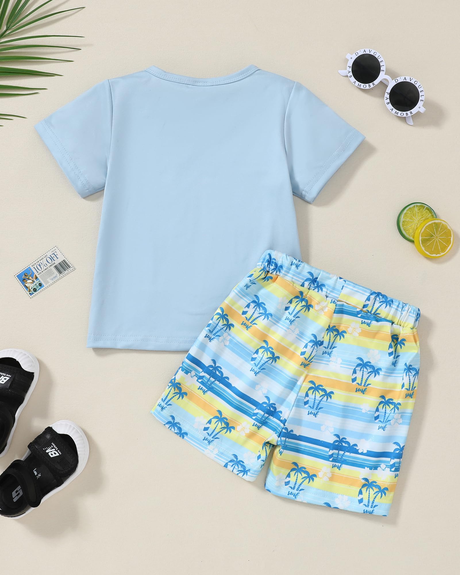 YUEMION Conjunto casual de verano para bebé de 1 a 5 años, camiseta de manga corta + pantalones cortos, 2 piezas