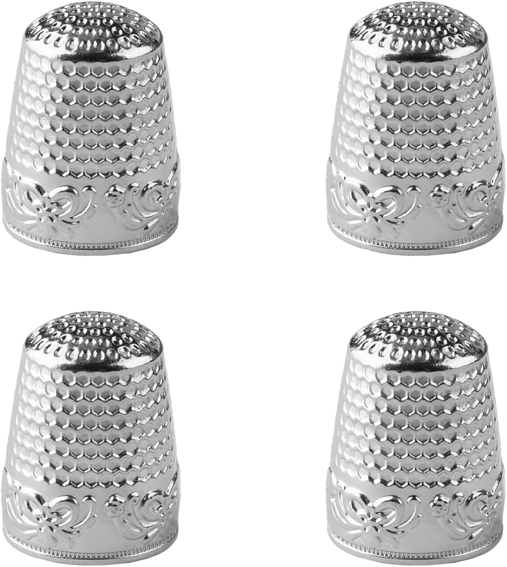 Tabanzhe Sewing Thimble 4PCS Finger Protector Metal Copper Finger Shield Ring Fingertip Thimble Quilting Craft Accessories DIY Sewing Tool for Needlework Knitting