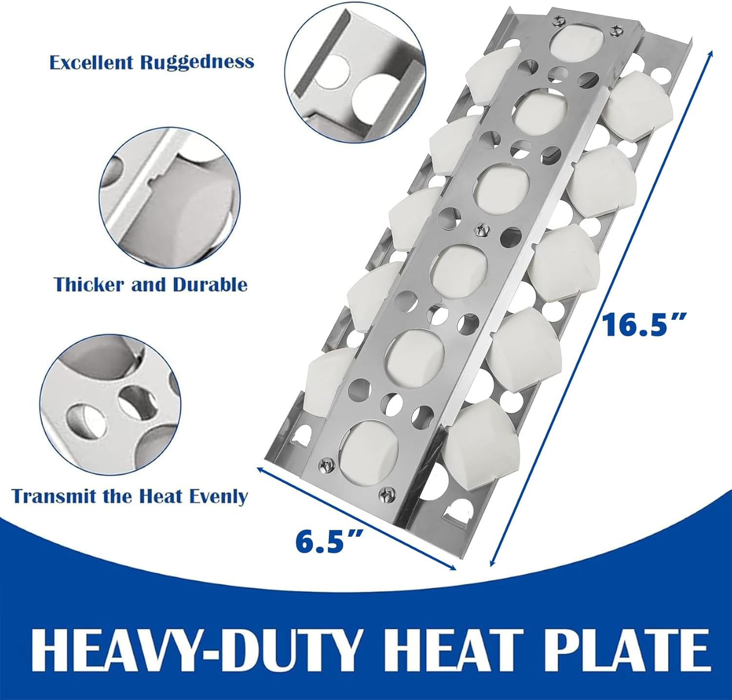 SafBbcue 4 Pack Stainless Steel Heat Plate Shield Burner Cover Flavorizer Bar Replacement for Brinkmann 810-1750-S Turbo Elite CG5TDBRN CG5TDN XG3TDN XG4TDN 720-0057 Classic CG3TCN Grills