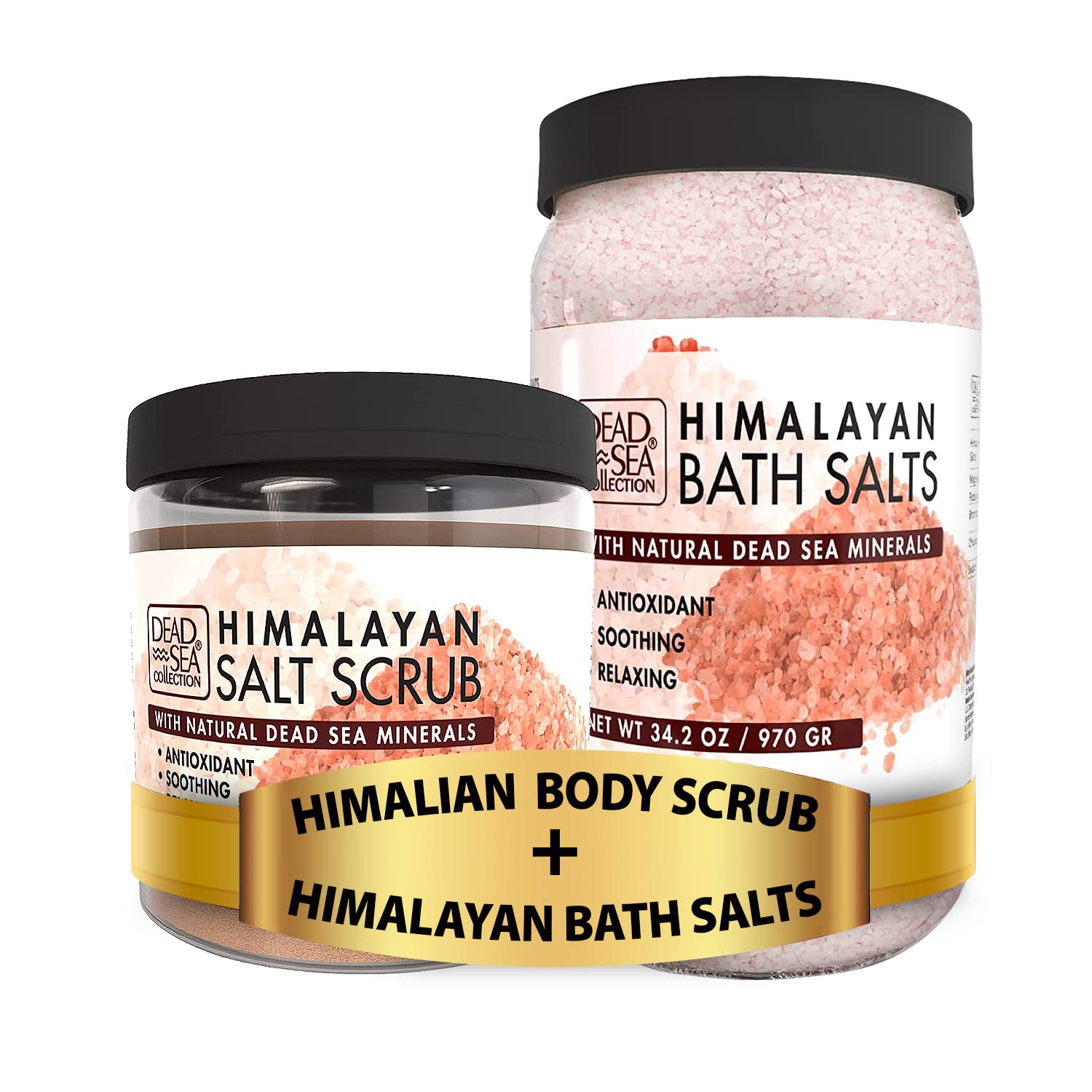 Dead Sea CollectionBath Salts & Body Scrub with Himalayan Salt - Large 34.2 OZ & 23.28 OZ