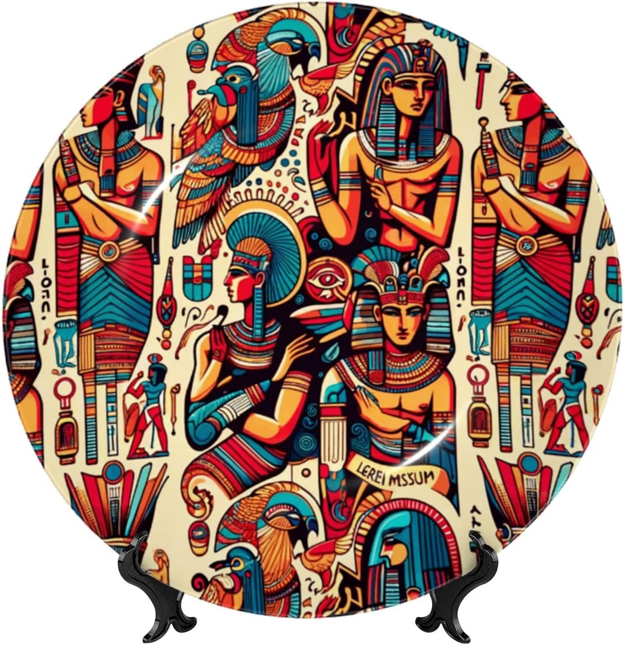 Colorful-Egypt-Gods 10 Inch Decorative Plate With Stand, Elegant Display Wall Plate For Home Decor