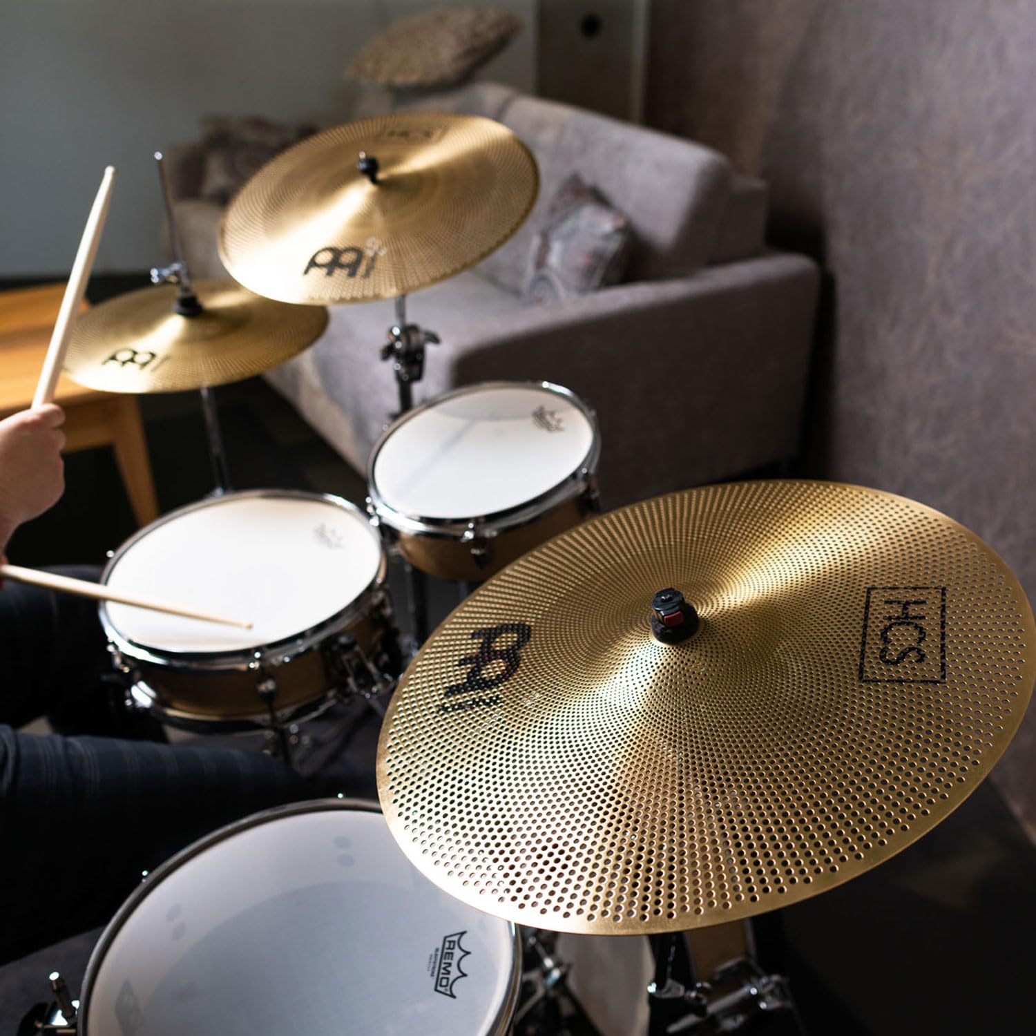 Meinl P-HCS141620 Übungsbecken Set leise Schlagzeug-Becken + keepdrum Drumsticks