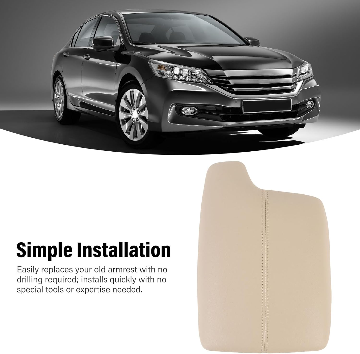 Center Console Armrest Lid Comfortable Support for Car Beige PU Leather Cover Fit for Fit