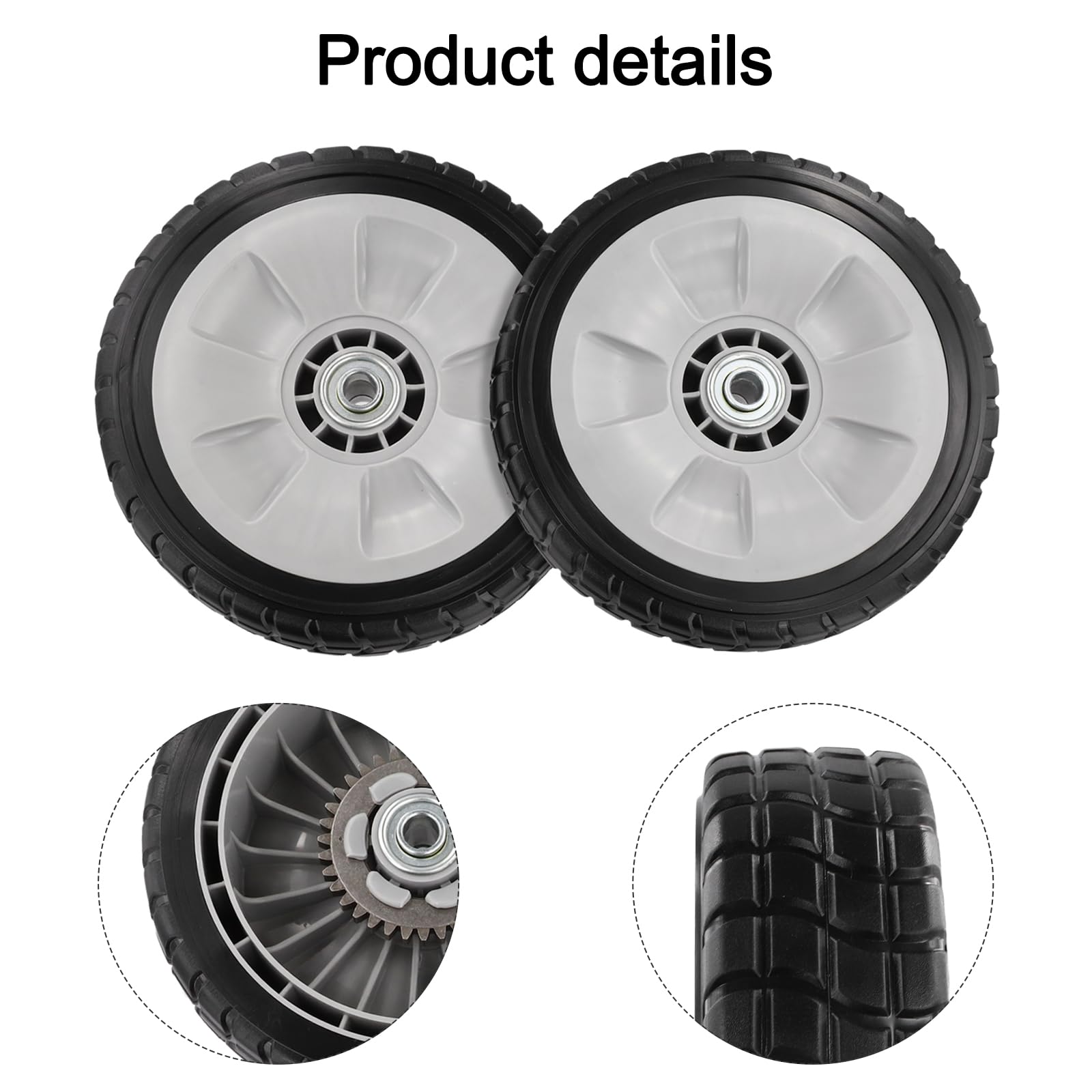 Lot de roues de rechange pour tondeuse à gazon avant et arrière de 20,3 cm - 42661-VE2-800 42672-VE2-800 pour modèles Honda HRR216 HRS216 HRT216 (2 roues arrière + 2 vitesses)
