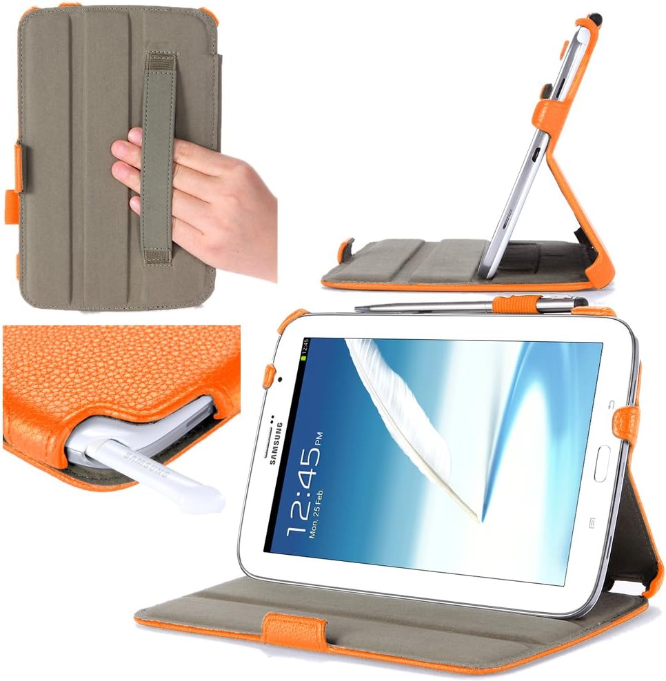 i-Blason Slim Book Shell Case and Cover Auto Wake/Sleep for Samsung Galaxy Note 8.0 GT-N5100/N5110 WiFi 4G LTE (3 Year Warranty)-Orange