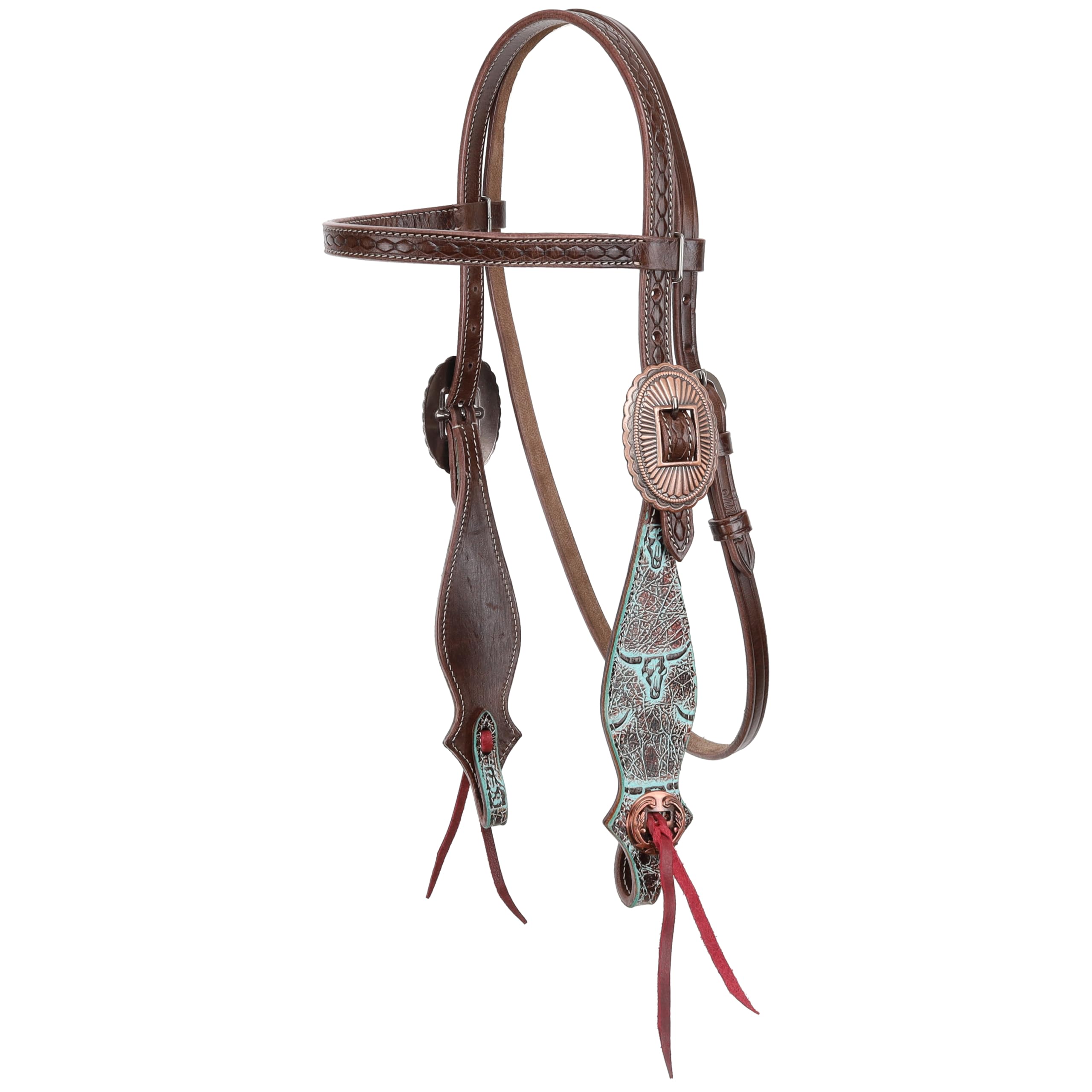 Showman Weathered Steer Stirnband, Halfter und Brustkragen Set