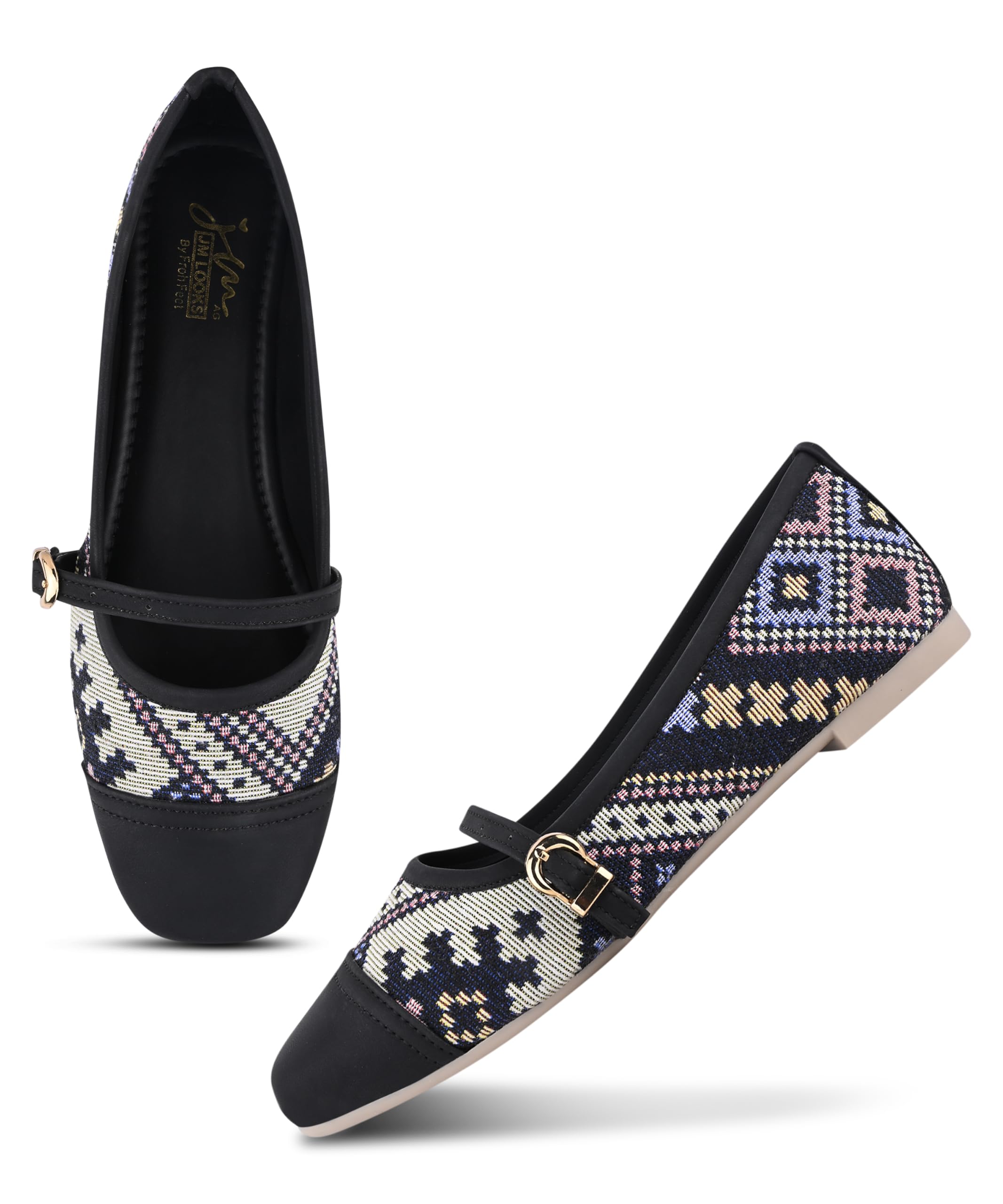 Women's Stylish Printed Mary Jane Flats with Comfortable Cushioned Insole and Adjustable Buckle Strap-image-22