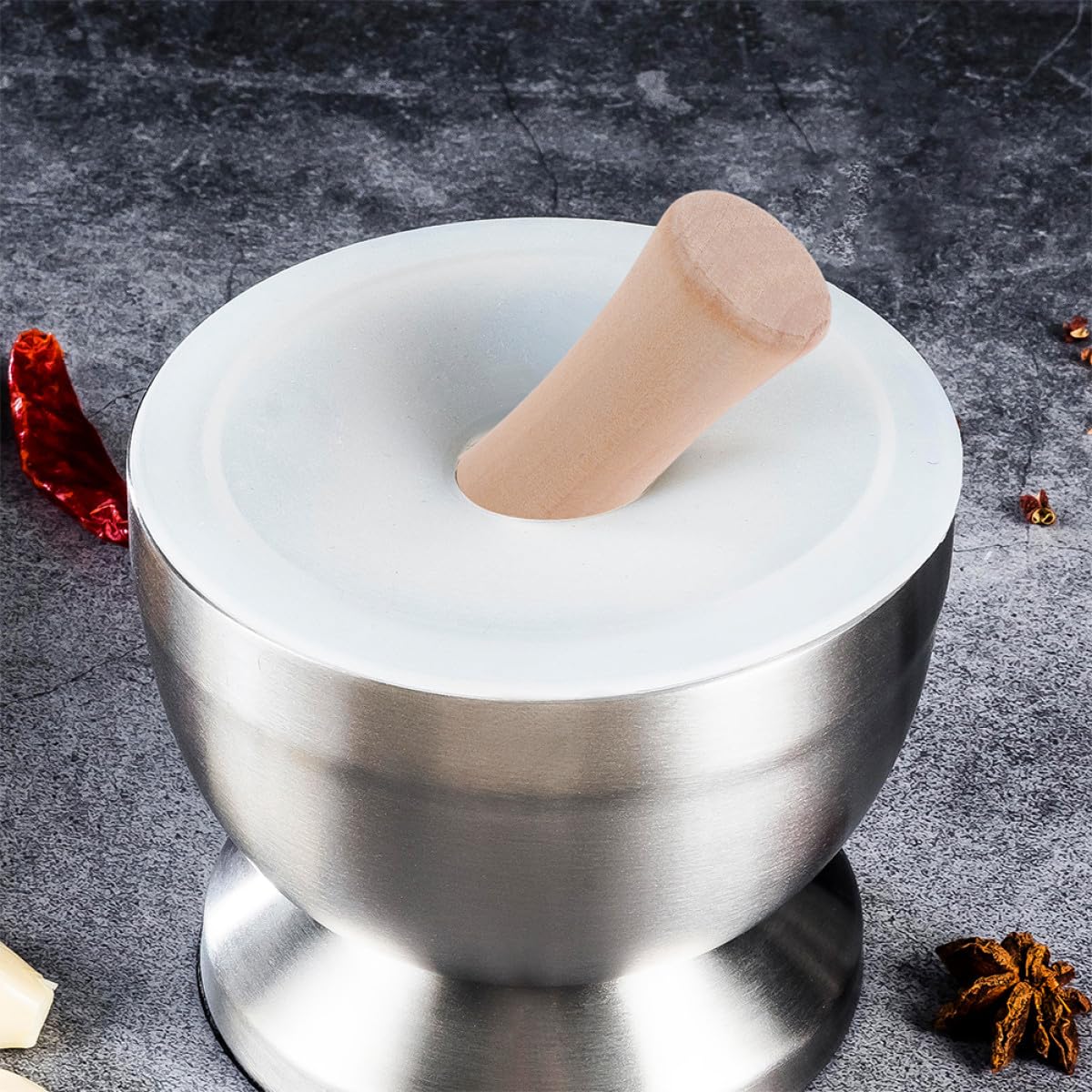 Wooden Food Pestle Set 3pcs Beech for Garlic Grinding Mashing image 5