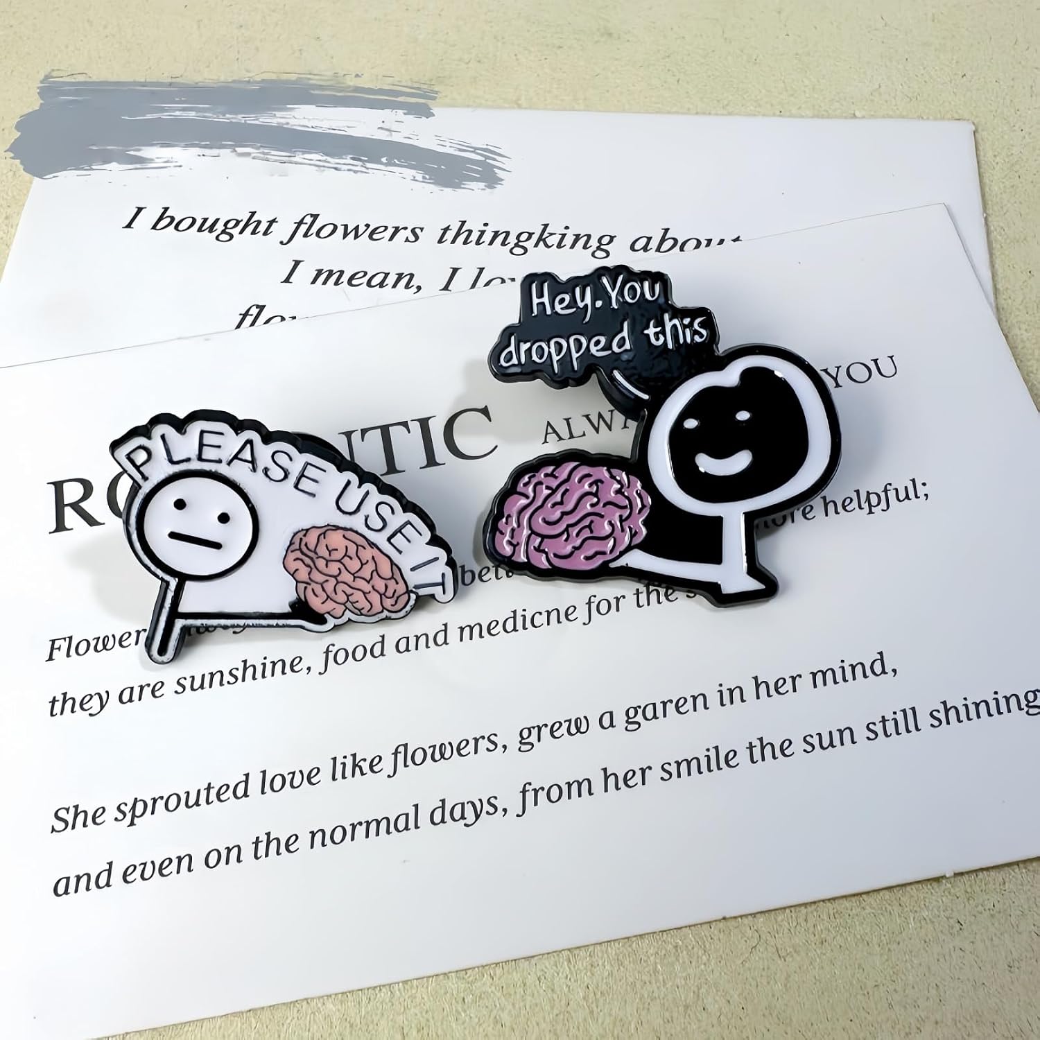 Funny Enamel Pin Cartoon Use Your Brain/Hey You Dropped This Lapel Pins Sarcastic Meme Brooch Badges Backpacks Hats Jackets Jewelry Gift