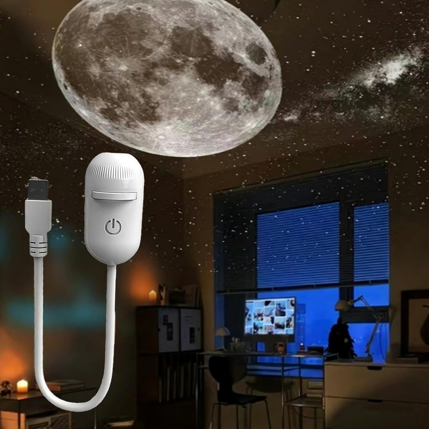 2-in-1 Galaxy Projector Night Light, 360° Adjustable HD Starry Sky Background Projector, with 12 Projection Films, HD Image Star Projectors for Bedroom Hallway Ceiling Decor (12pcs-Regular)