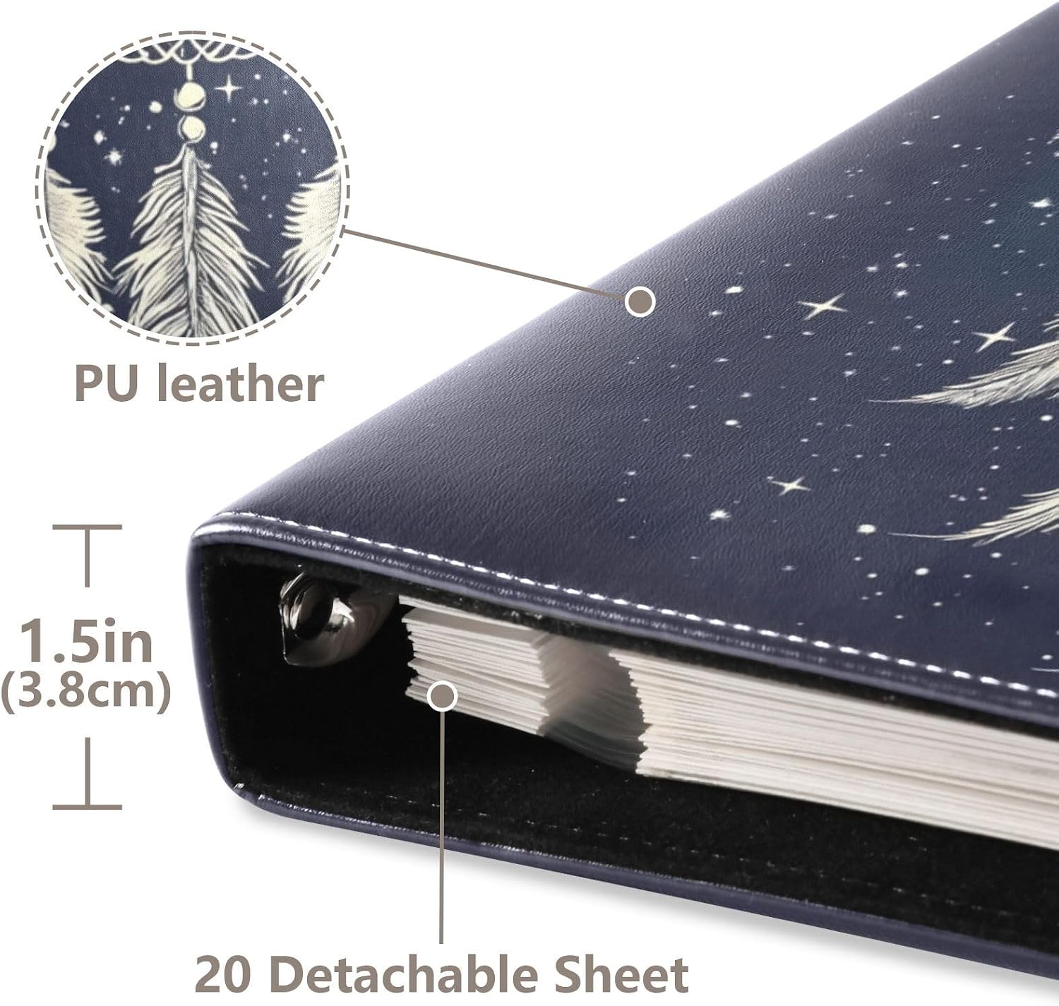 Large Photo Album, Dreamcatcher Moon Star (2) Personalized Leather Cover Photo Book for 4x6 5x7 6x8 Pictures, Photo Albums for Family, Baby, Wedding