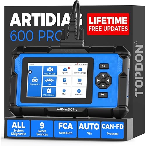 TOPDON ArtiDiag600 Pro, OBD2 Scanner Diagnostic Tool for All Systems, Code Reader Scan Tool with 9 Essential Maintenance Functions, Upgraded Version of AD600S/AD500, Lifetime Free Update