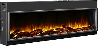 BALDERIA Amazona 64" Elektrokamin - Elektrischer Einbaukamin mit Heizung - realistischer 3D-Flammeneffekt, LED-Beleuchtung, Fernbedienung programmierbar, Timer, Thermostat - Schwarz