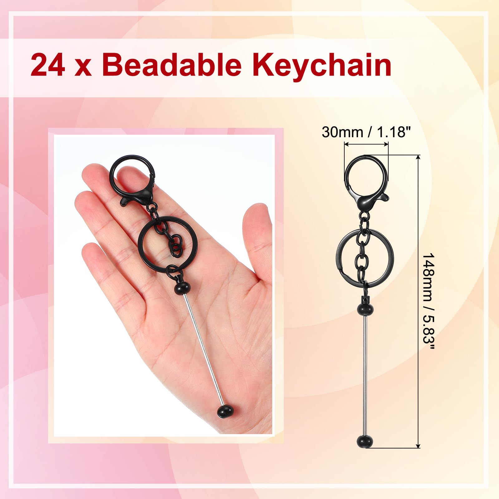 PATIKIL 24 Pcs Beadable Keychains Bars - Image 2