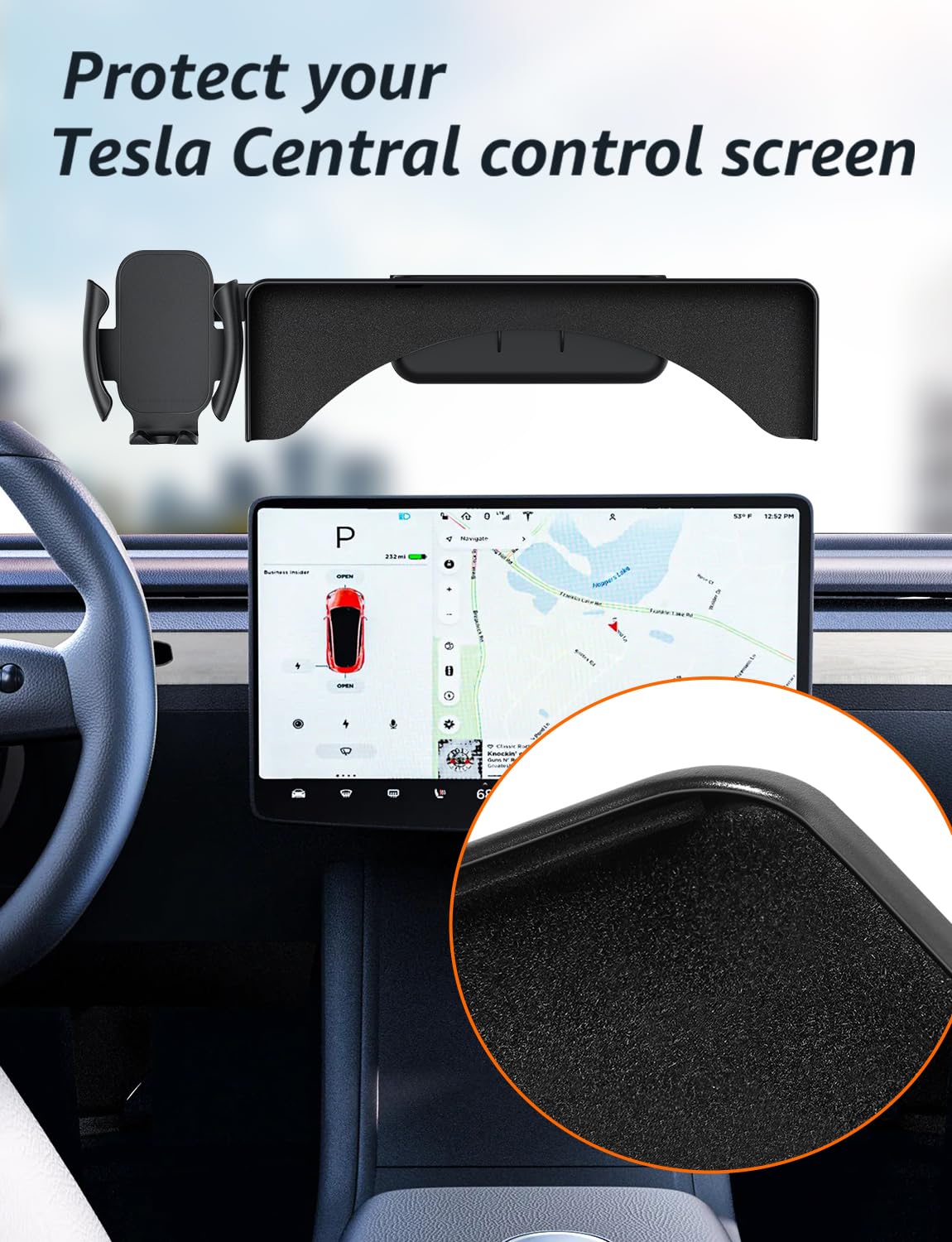 Range-lunettes Silicone Pour Accoudoir Tesla Model Y/3 - Type B - Noir - Installation Adhésive