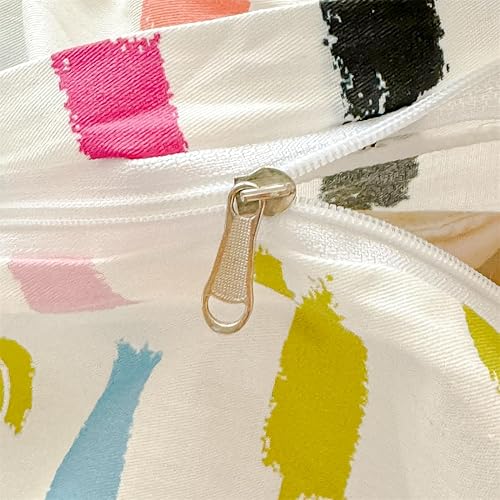 Miniatura 6 de LIWHENHAO Juego de funda de edredón a rayas arcoíris tamaño individual 100% algodón ropa de cama colorida azul rojo negro rayas de grafiti sobre