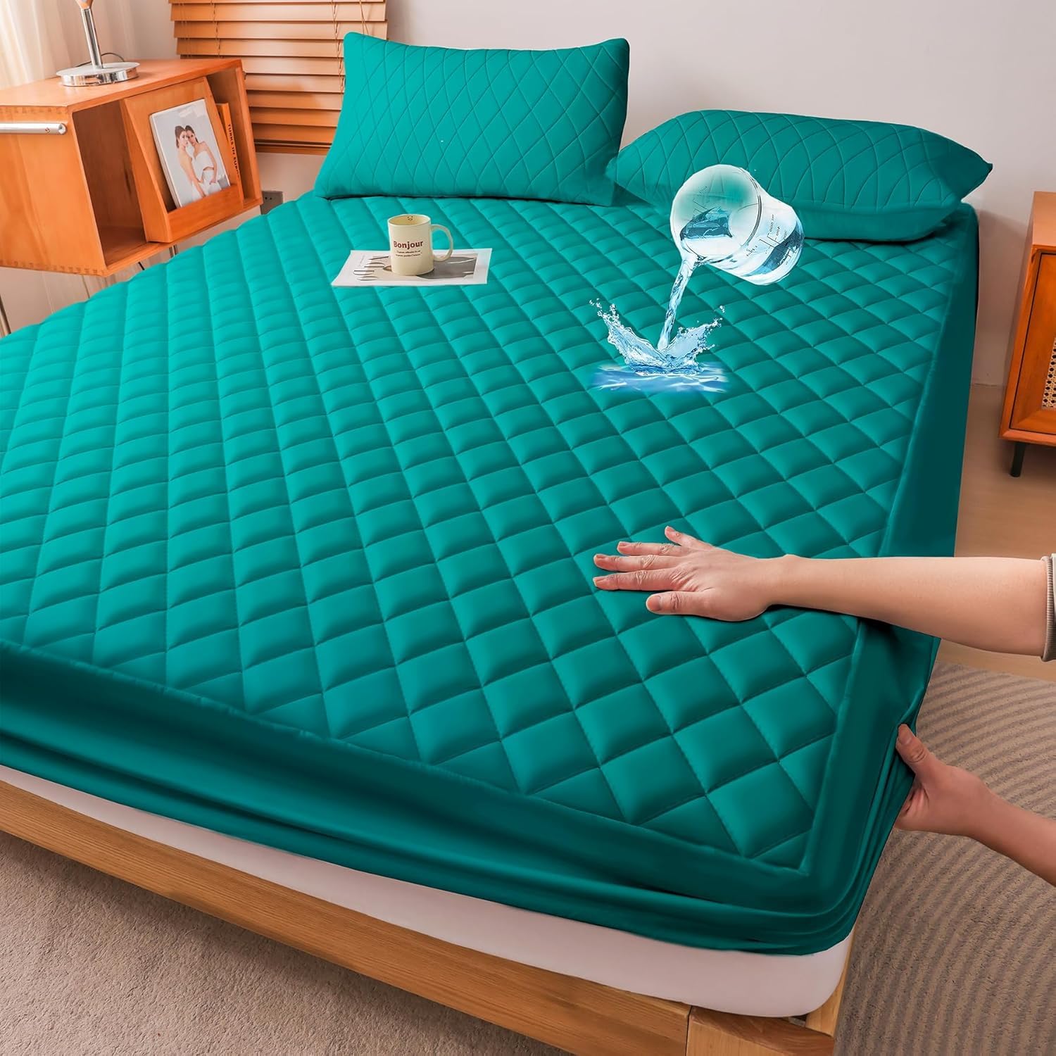 100% Waterproof Mattress Protector | Cotton Quilted Bed Cover Ultra Soft Breathable,Noiseless & Hypoallergenic Fitted Bed Protector | Fits Upto 10 Inches (Grey, Super Queen (60 x 78))-image-41