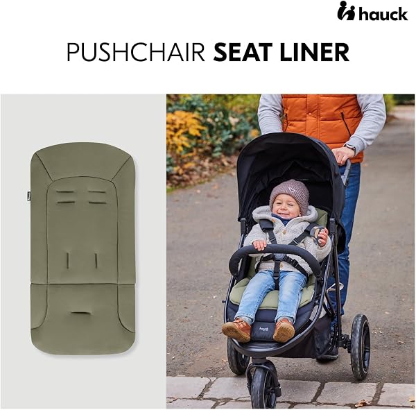 hauck Colchoneta para Silla de Paseo Universal - Funda Carrito Bebe y Remolques de Bicicleta para Niños, Algodón, Transpirable, Suave, Fácil de Fijar, Verano e Invierno - Verde - 2
