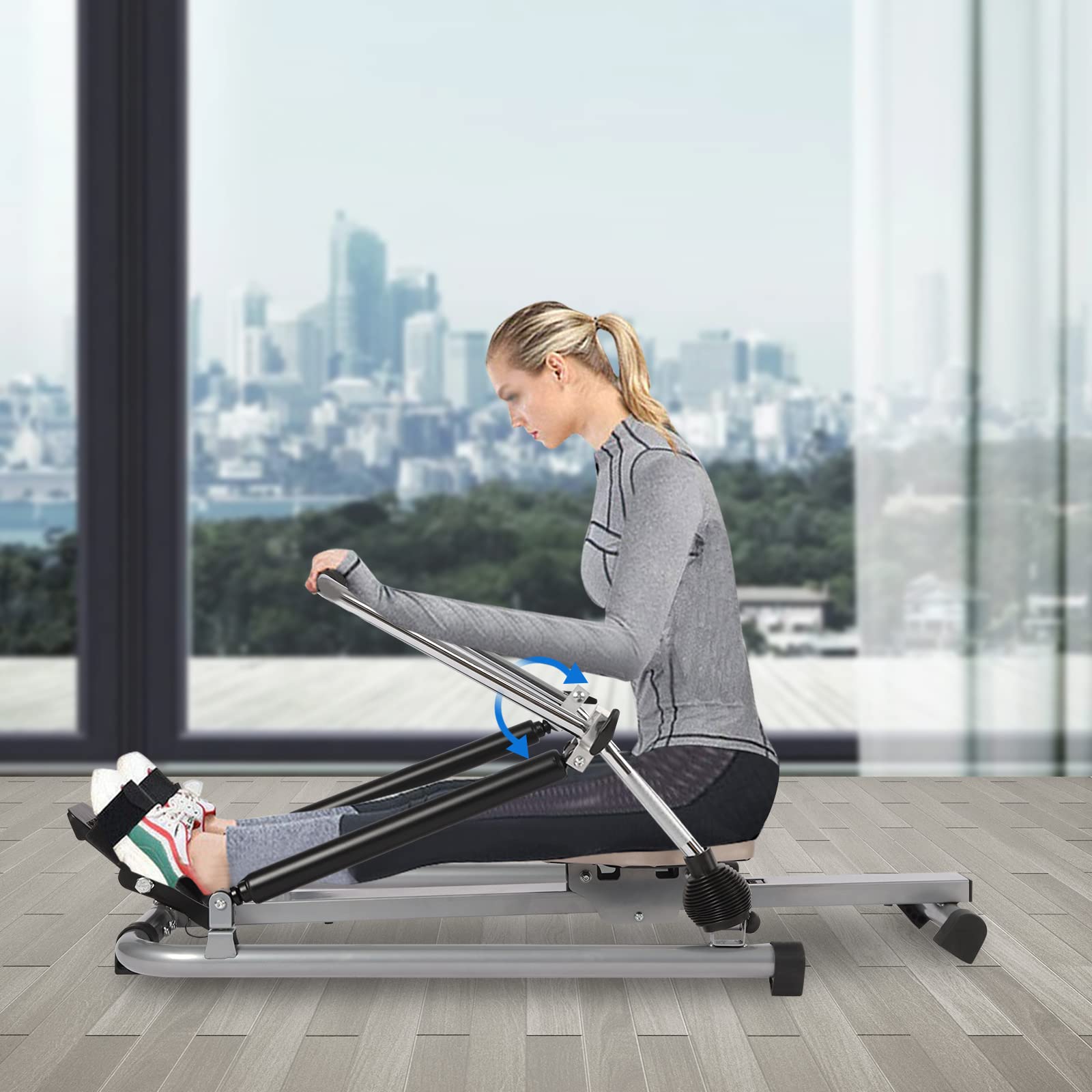 Wioślarz do domu, składany, hydrauliczny wioślarz z wyświetlaczem LCD, urządzenie fitness, trener pleców do ćwiczeń cardio