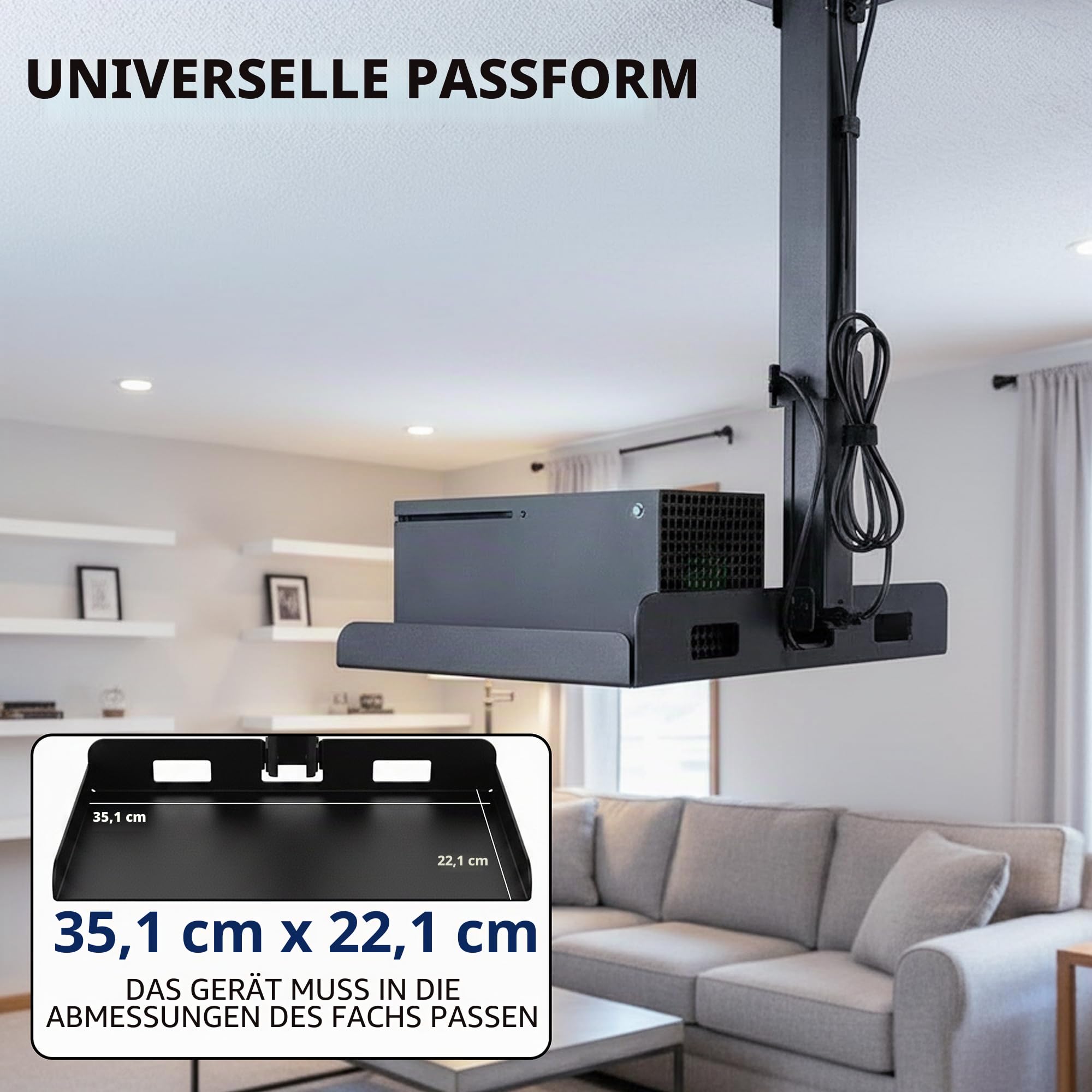 VIVO Universelle ausziehbare Decken-Beamer-Halterung, Höhenverstellbare Projektion, Lochfreie Installation, Versteckte Kabelführung, Schwarz, MOUNT-VP08B