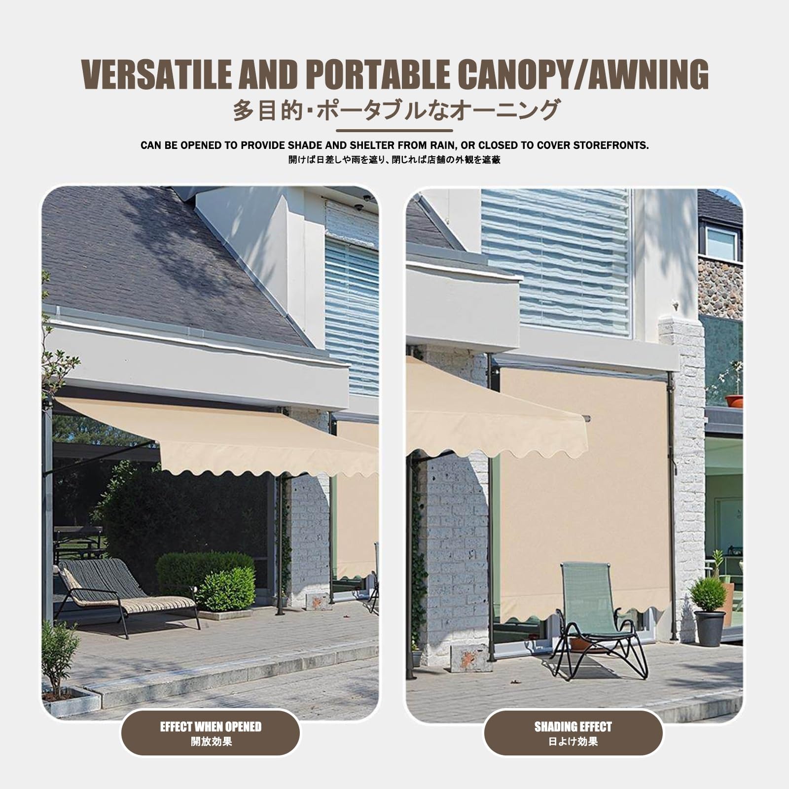 Store Banne sans PerçAge Auvent，Auvent RéTractable RéSistant，Facile à Installer, Angle Et Hauteur RéGlables, RéSistant Au Soleil, à La Pluie Et Aux UV.(Burgundy,300CM/118in)