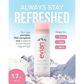 BRUMISATEUR Evian Facial Spray 1.7 oz, Hydrating Mineral Water Mist for Face & Skin, Refreshes Makeup and Tones Skin, TSA-Approved Mini Facial Spray to Hydrate and Support On-the-Go Skincare