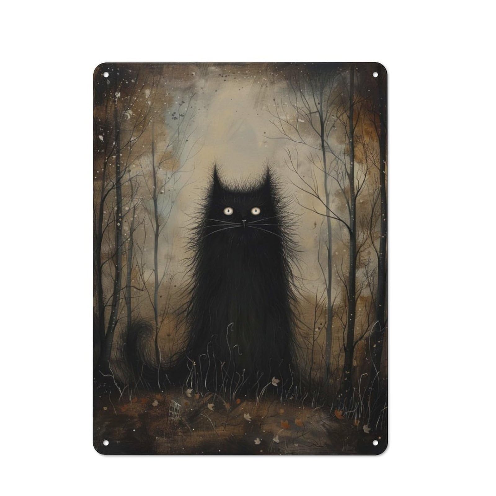 Junmoney Mysterious Black Cat Metal Sign 40X30cm With For Pub Or Café, Vintage Decor, For Metal Sign Collectors, For Garage And Workshop Walls