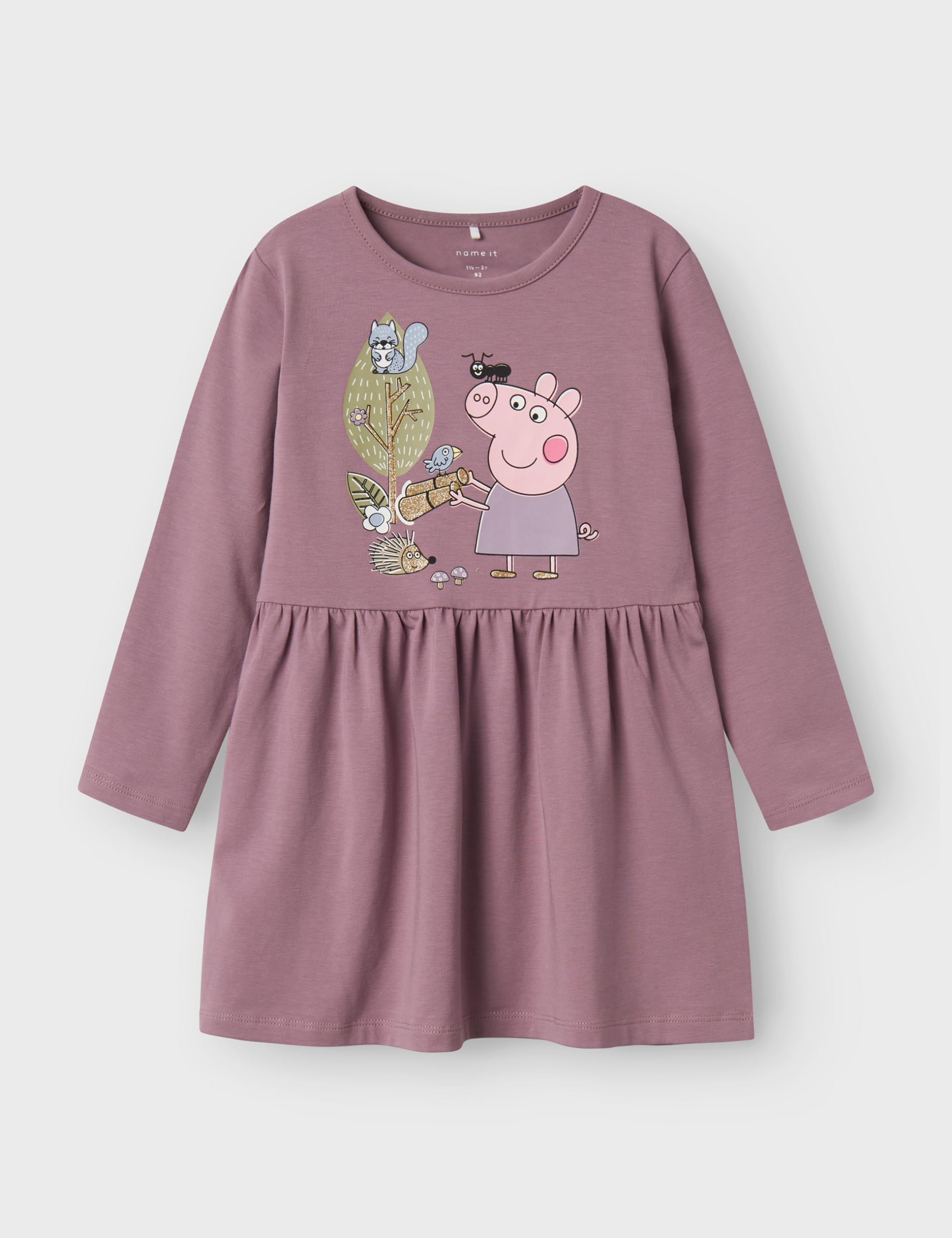 Name it mini Dziewczęca Nmfdyffi Peppa Ls Dress Noos Cplg, dziki bez, 110