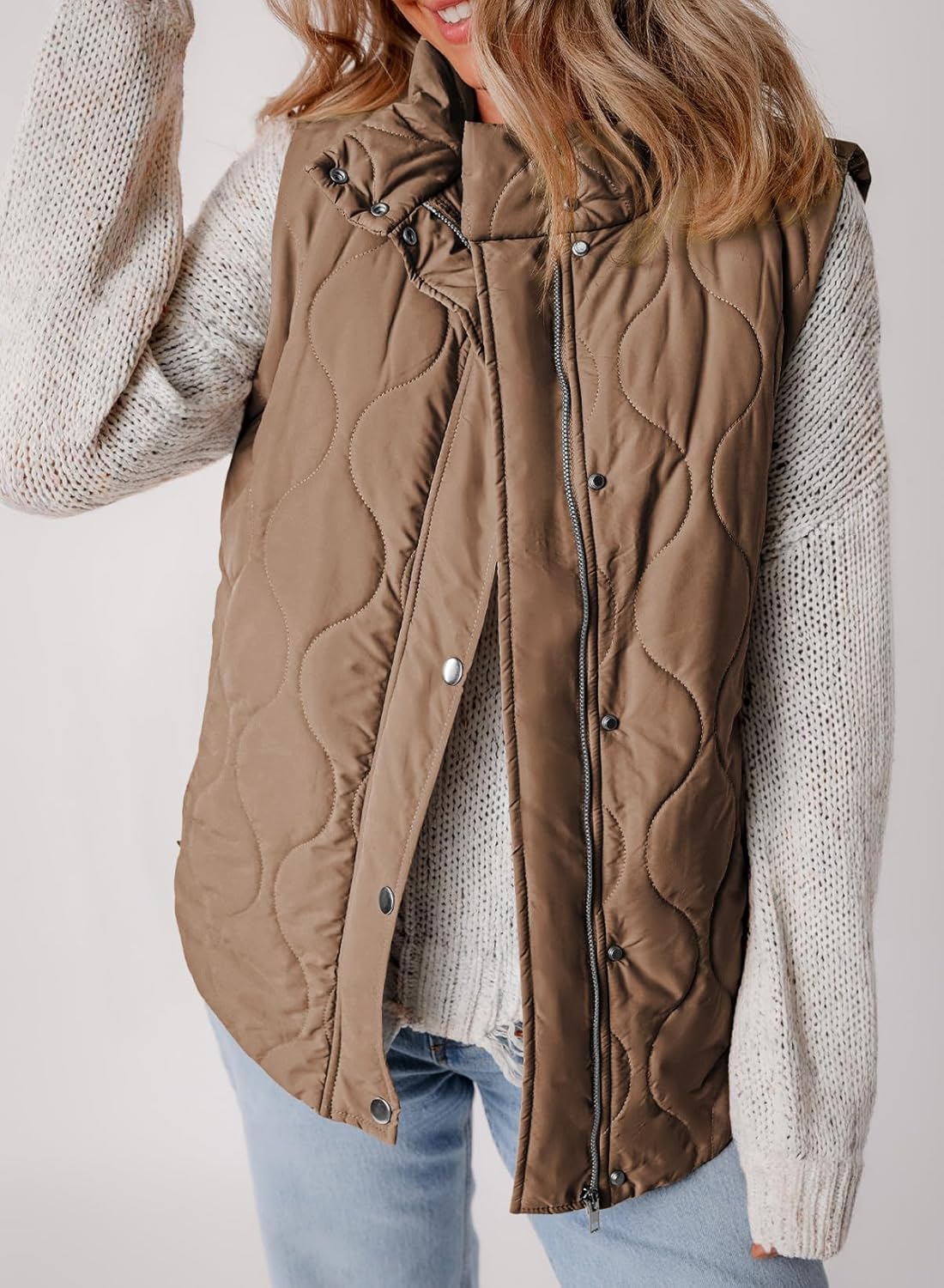 EVALESS Cropped Puffer Vest Women Lightweight Quilted Stand Collar Sleeveless Jackets Fall Winter 2025 Button Zip Up Coat - Image 6